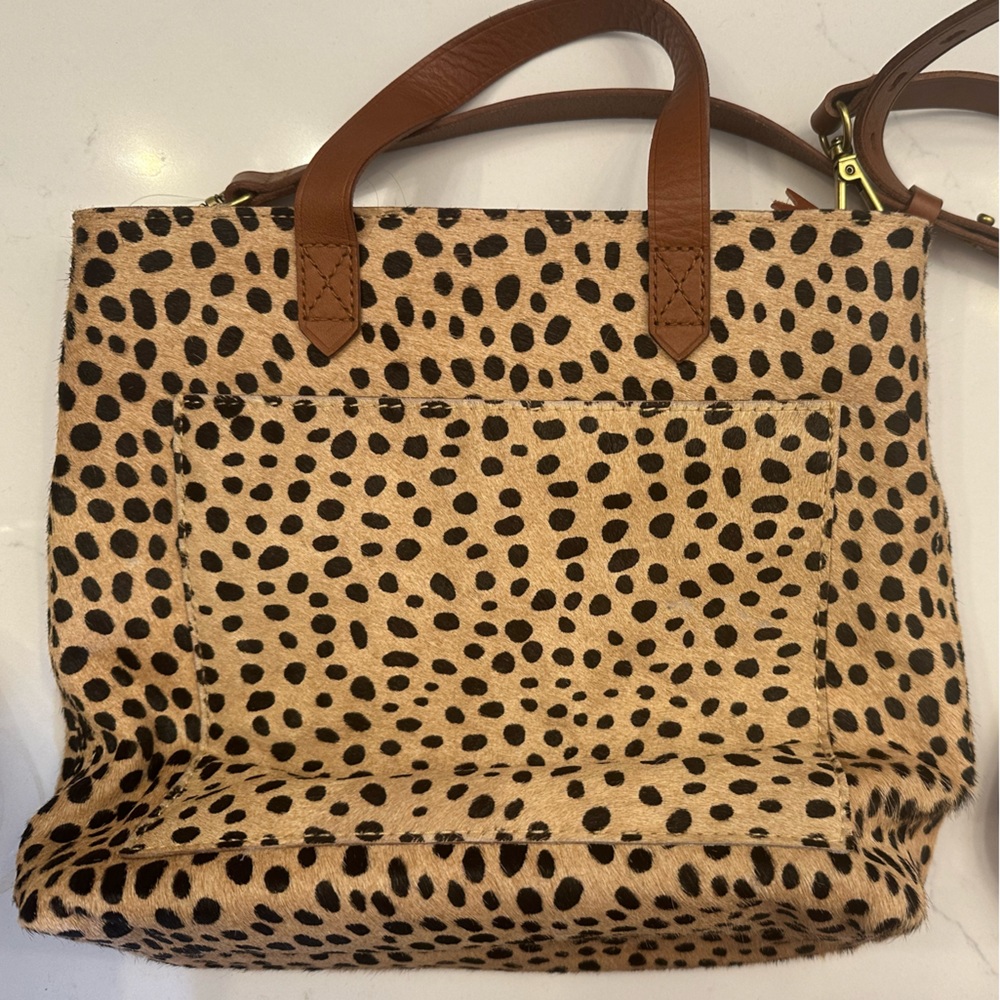 NWT Madewell small zip top crossbody transport tote calf hair cheetah